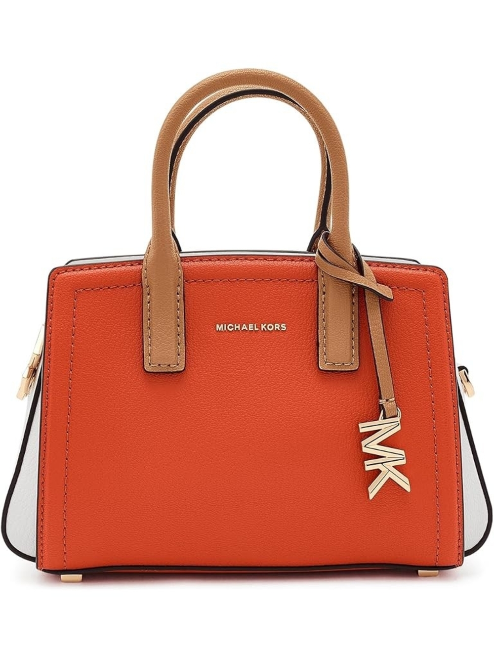 Michael Kors Orange and Tan Leather Mini Satchel